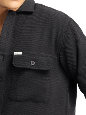 The Savoy Drill Black Full Sleeve Shacket