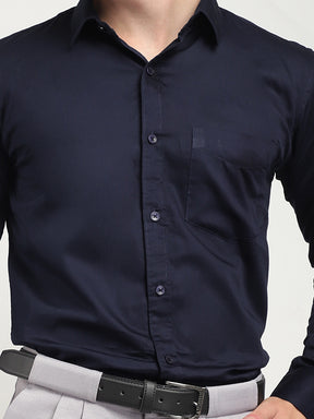 Streetwise Navy Satin Plain Shirt