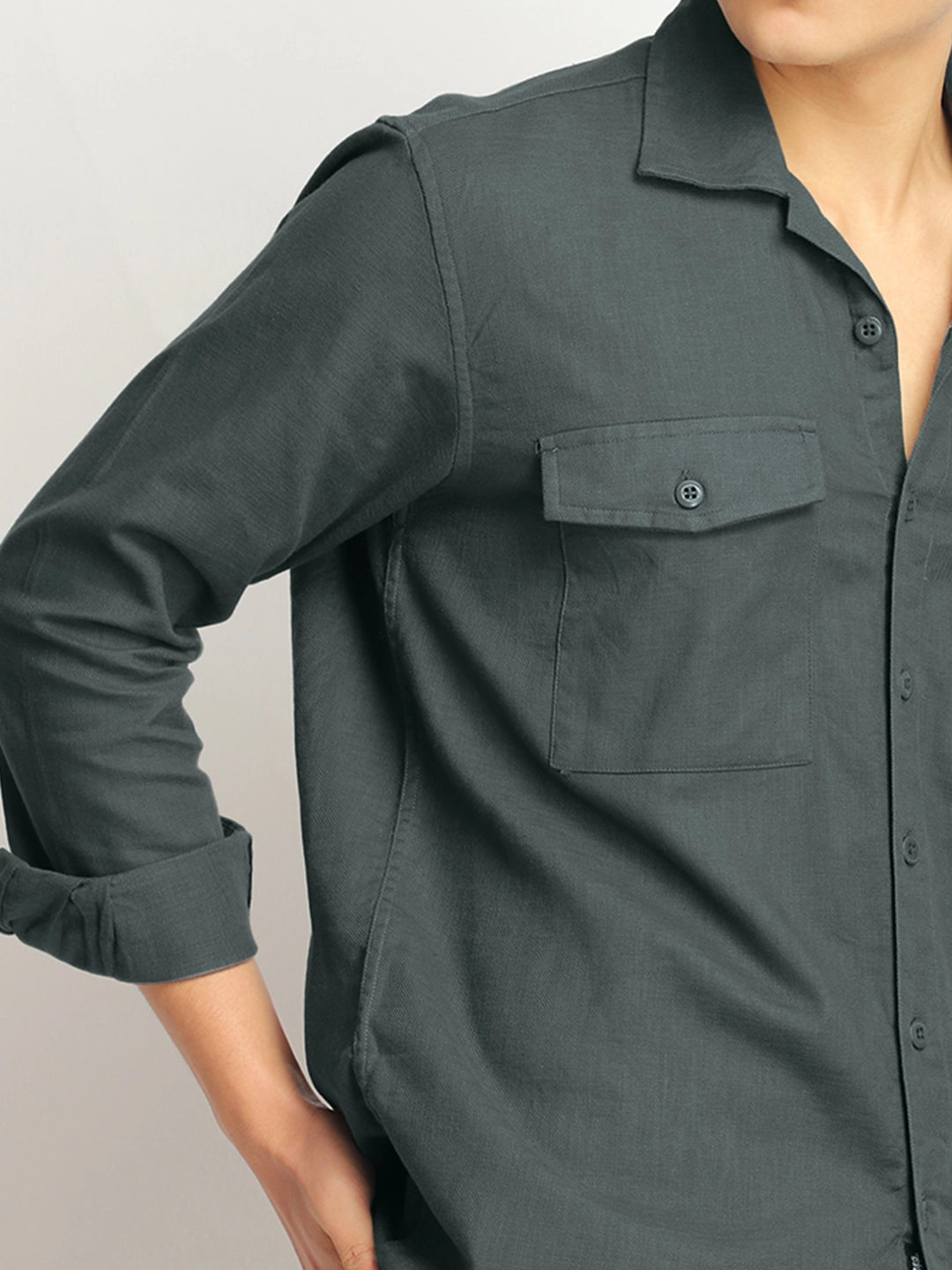 Alexei Linen Dark Grey Full Sleeve Shirt