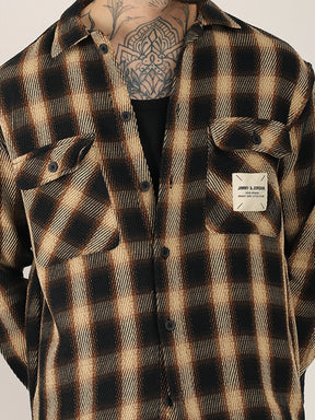 Fleet Street Fit Brown Drill Check Shirt