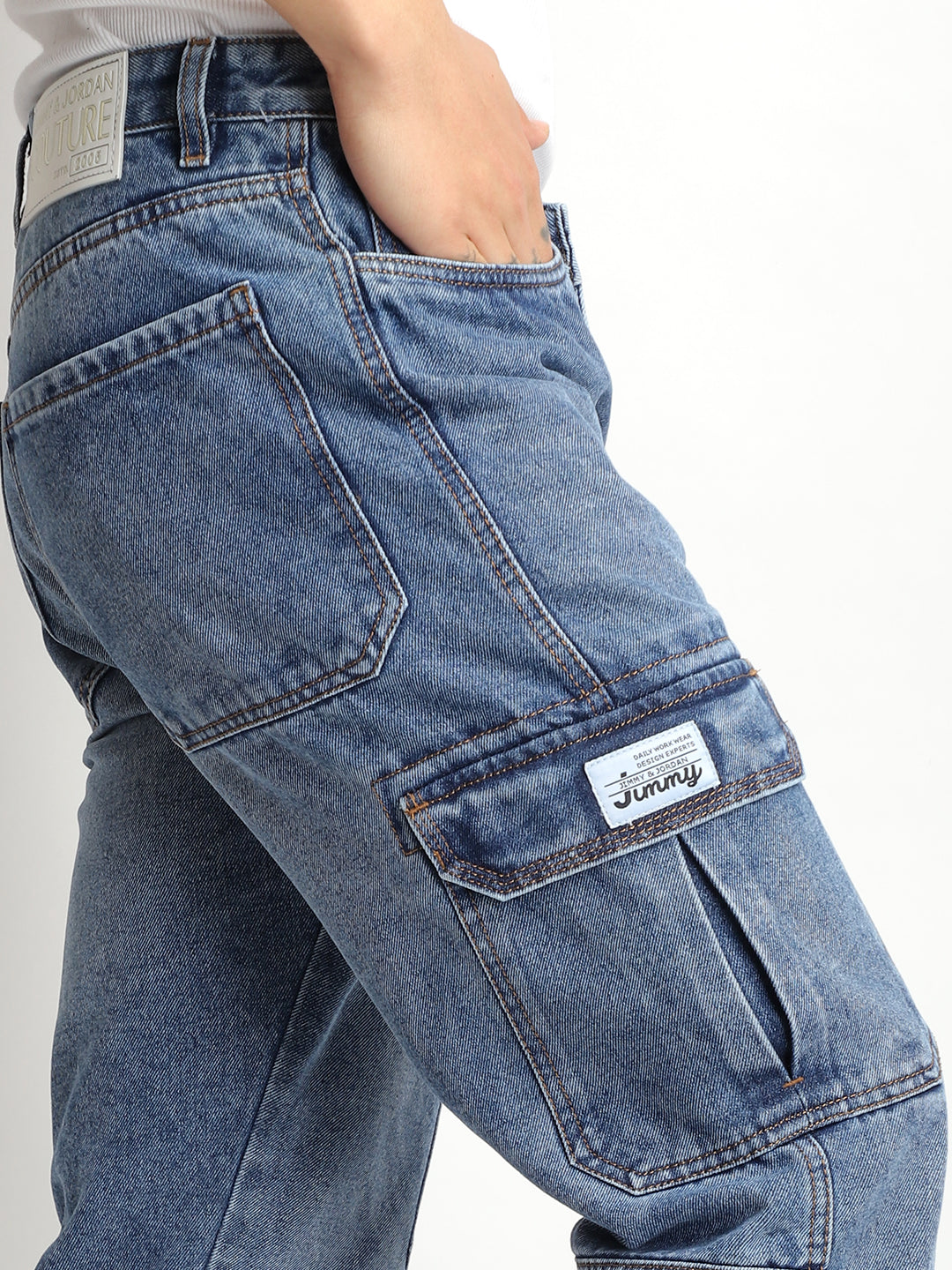 Light Blue Denim Cargo Men