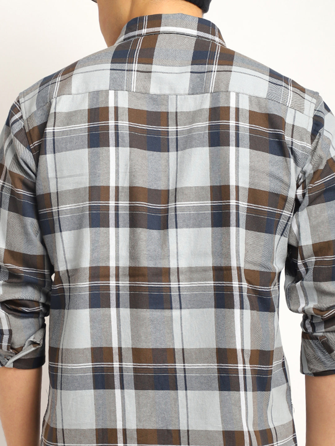 Indigo Twill Check Sky & Grey Full Sleeve Shirt