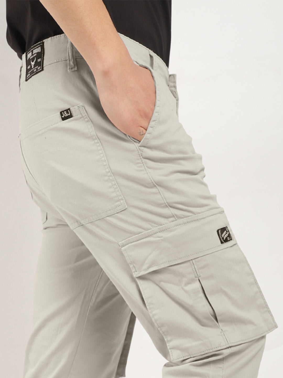 Men's Light Grey Cotton Cargo