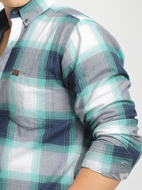 Oxford Drift Green & Navy Heiring Born Check Shirt