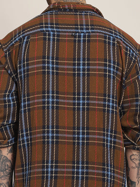 Rough Sculpt Brown Drill Check Shirt