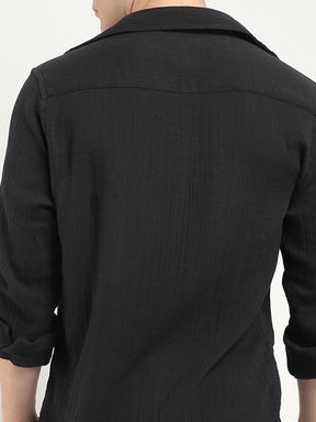 Eton Drift Double Clothe Black Full Sleeve Shirt