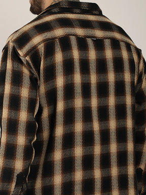 Fleet Street Fit Brown Drill Check Shirt