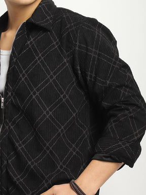 Kingston Classics Black Corduroy Check Zipper Shirt