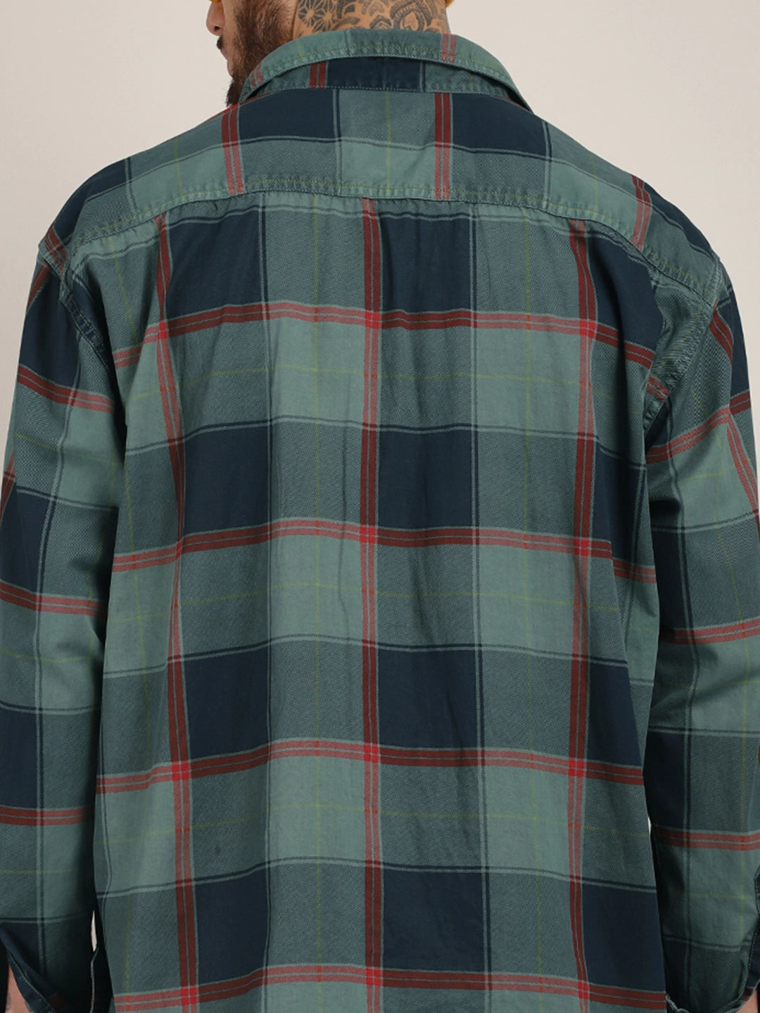 Regal Sets Teal Washed Check Full Sleeve Shirt