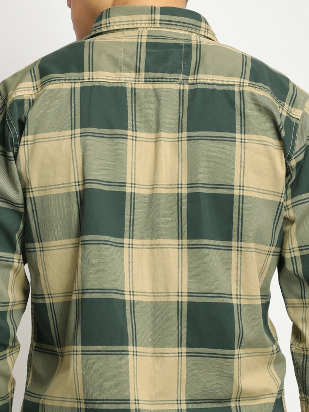 Pure Thread Light Khaki Full Sleeve Check Shirt