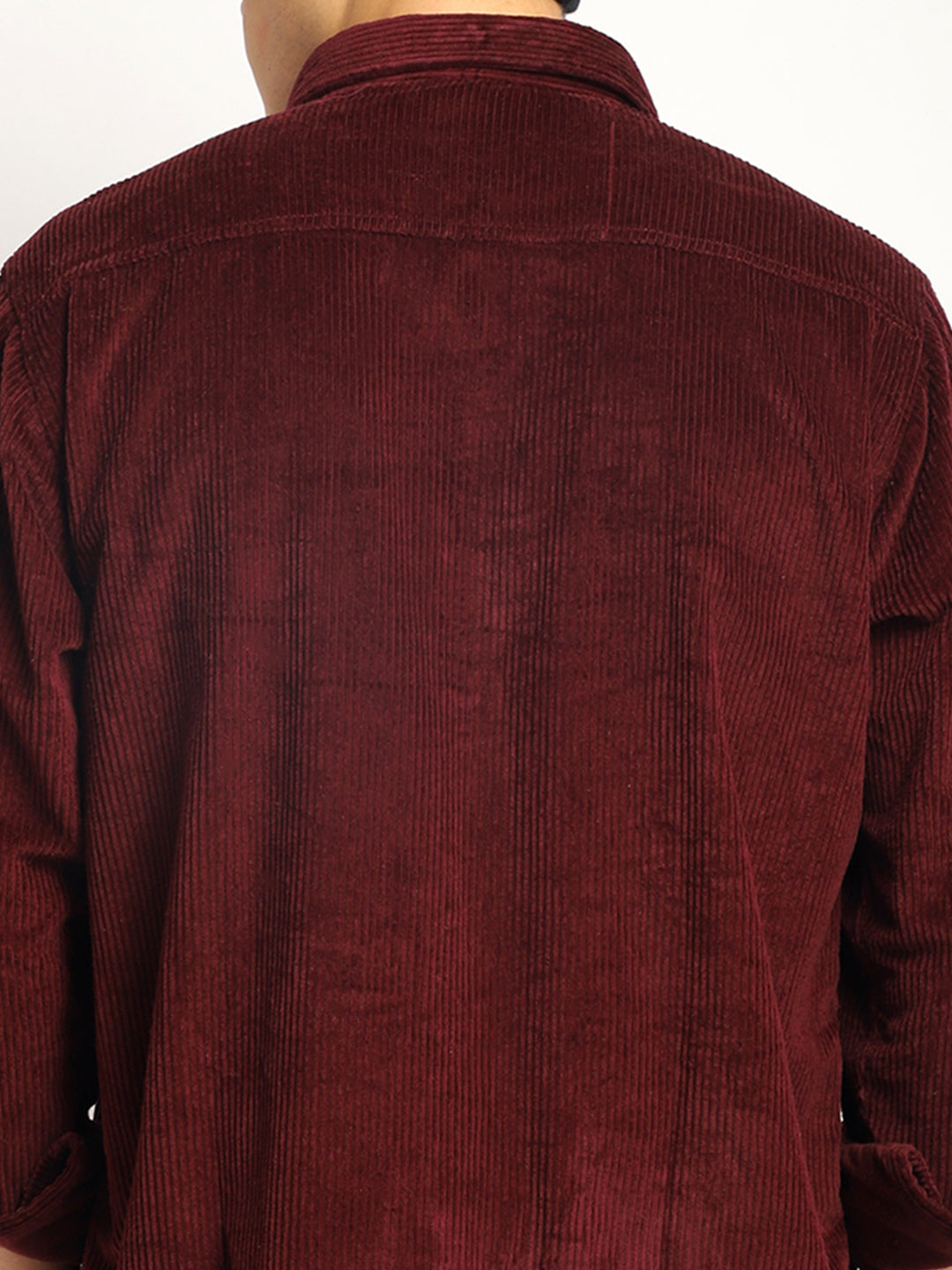 Prime Fit Corduroy Maroon Shacket