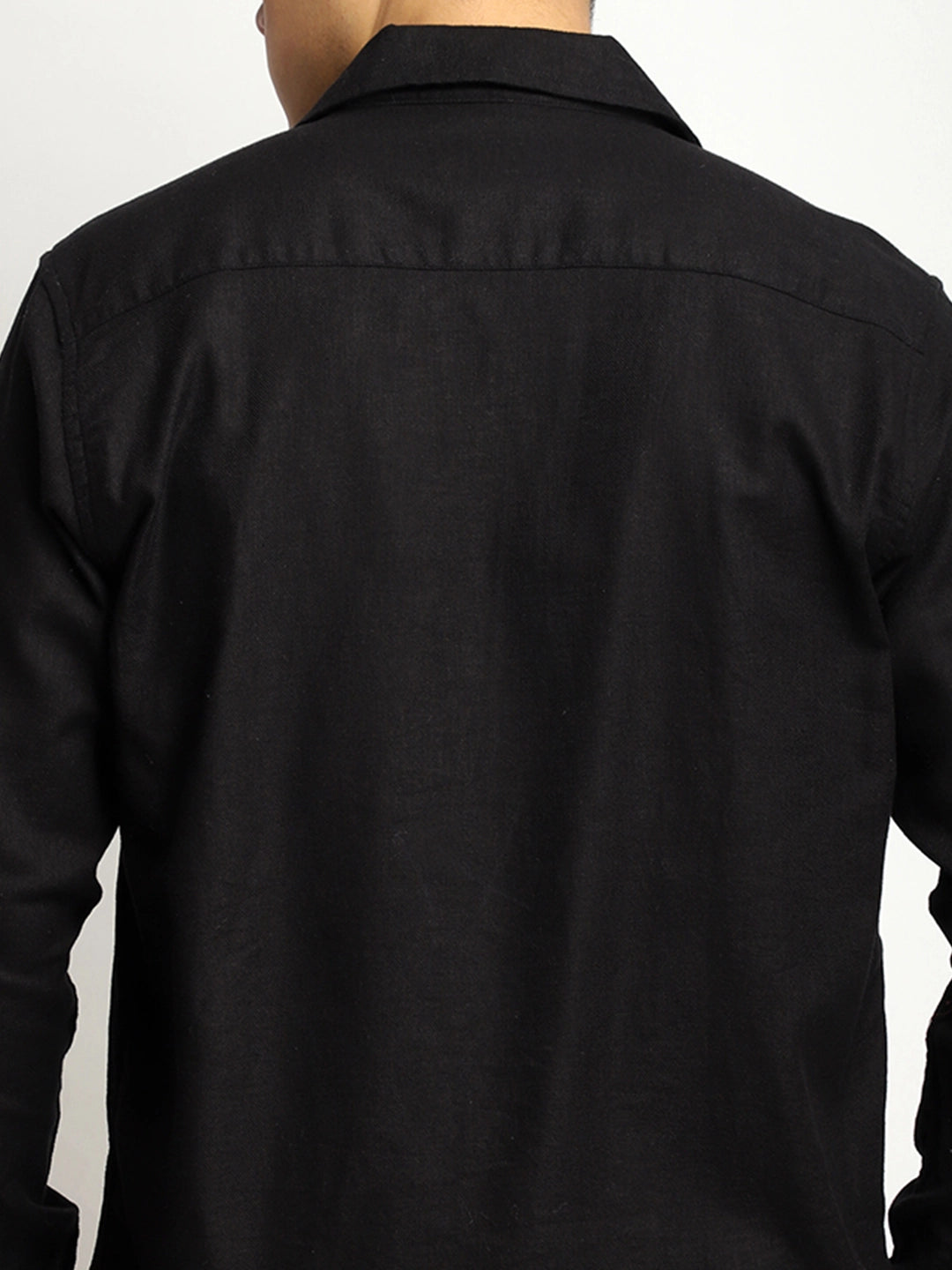 Alexei Linen Black Full Sleeve Shirt