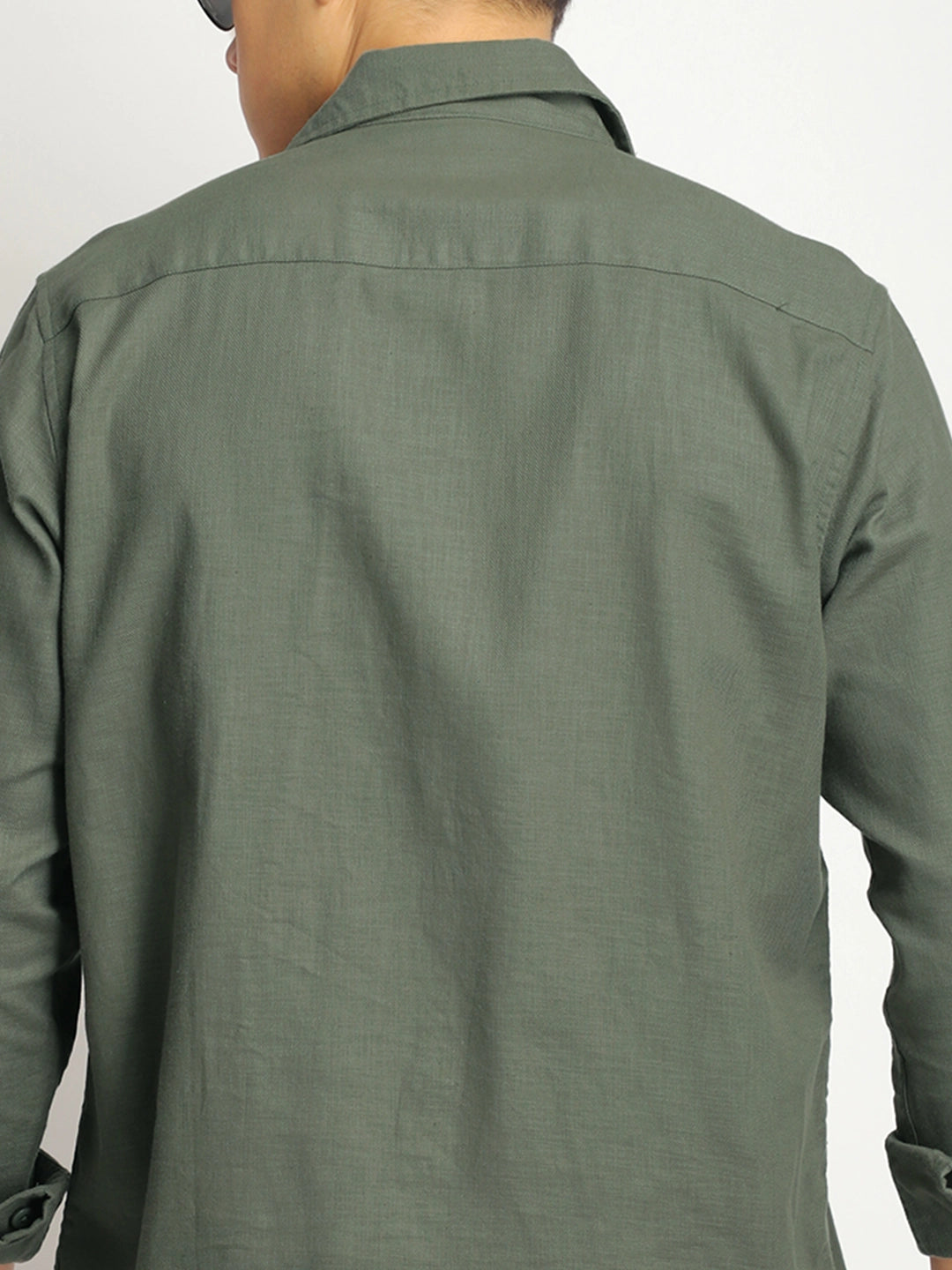 Alexei Linen Green Full Sleeve Shirt