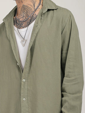 Luxe Lineage Organic Linen Mint Green Full Sleeve Shirt