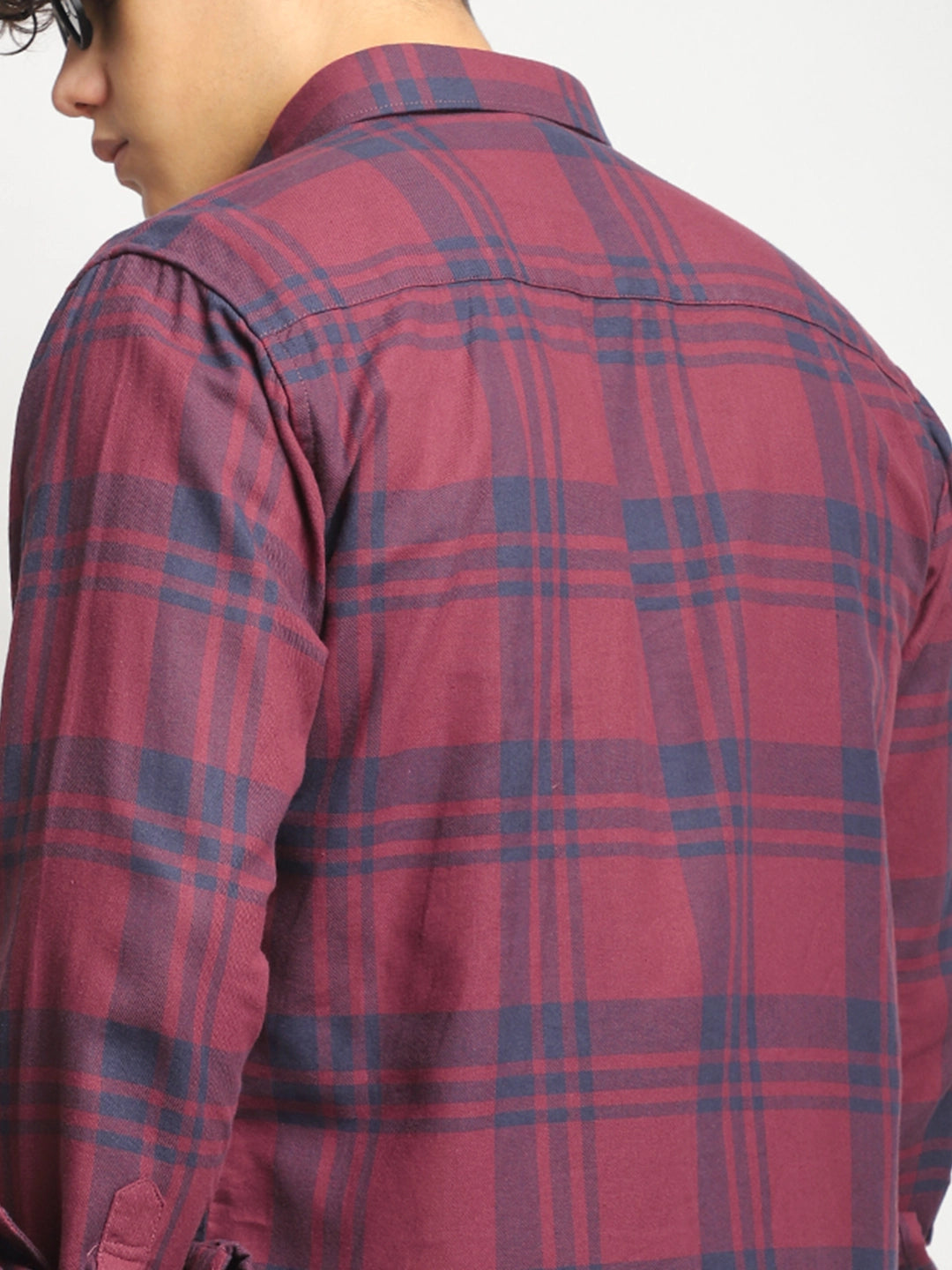 Bristol Breeze Maroon Twill Checked Full Sleeve Shirt