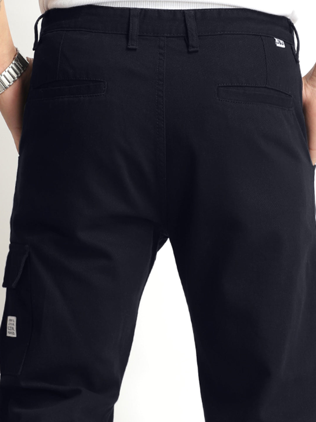 Riverside Dark Navy Blue Cotton Pus Size Cargo