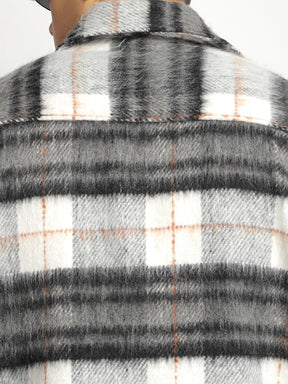 Zenith Stitch Pure Wool White & Black Check Shacket