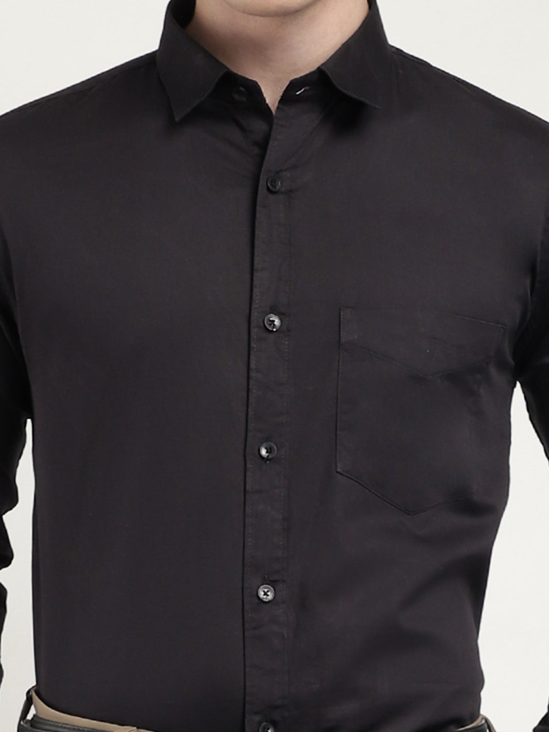 Streetwise Black Satin Plain Shirt