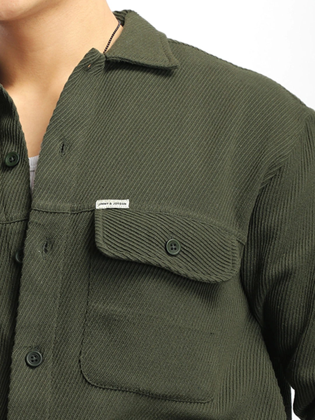 The Savoy Drill Olive Full Sleeve Shacket