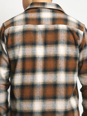 Park Lane Brown Paled Check Full Sleeve Shirt