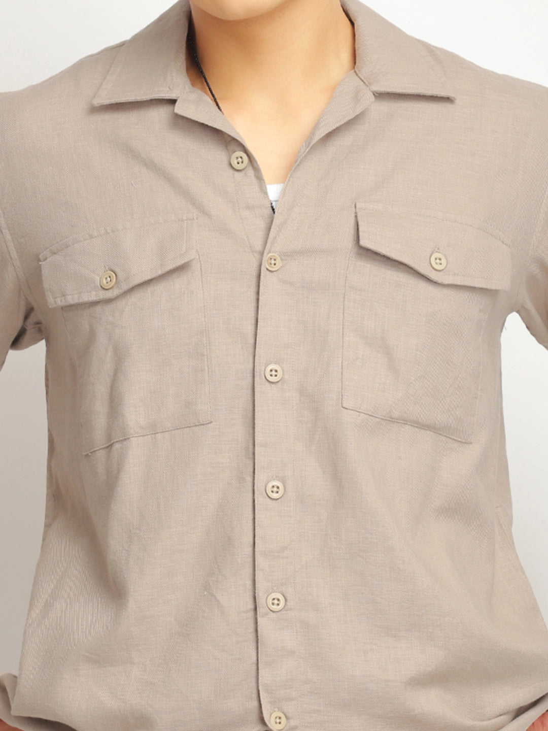 Alexei Linen Khaki Full Sleeve Shirt