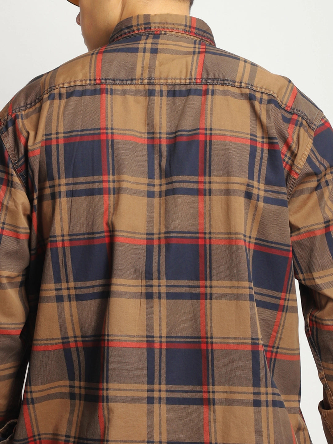 Luxe Link Washed Check Rust Full Sleeve Shirt