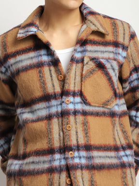 Marble Arch Pure Wool Mustard & Navy Check Shirt