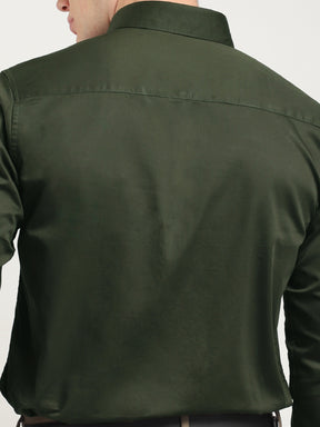 Streetwise Dark Green Satin Plain Shirt