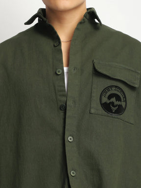 Crown Street Olive Green Oversized Denim Shirt