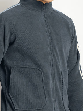 Bonded Corduroy Grey Zipper Jacket Pro