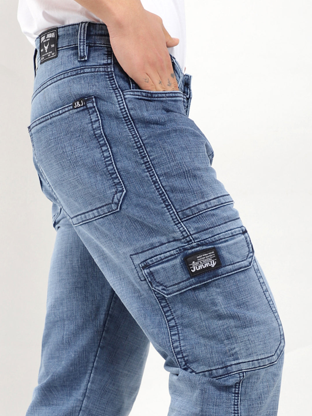 Fighter Blue Baggy Fit Denim Cargo