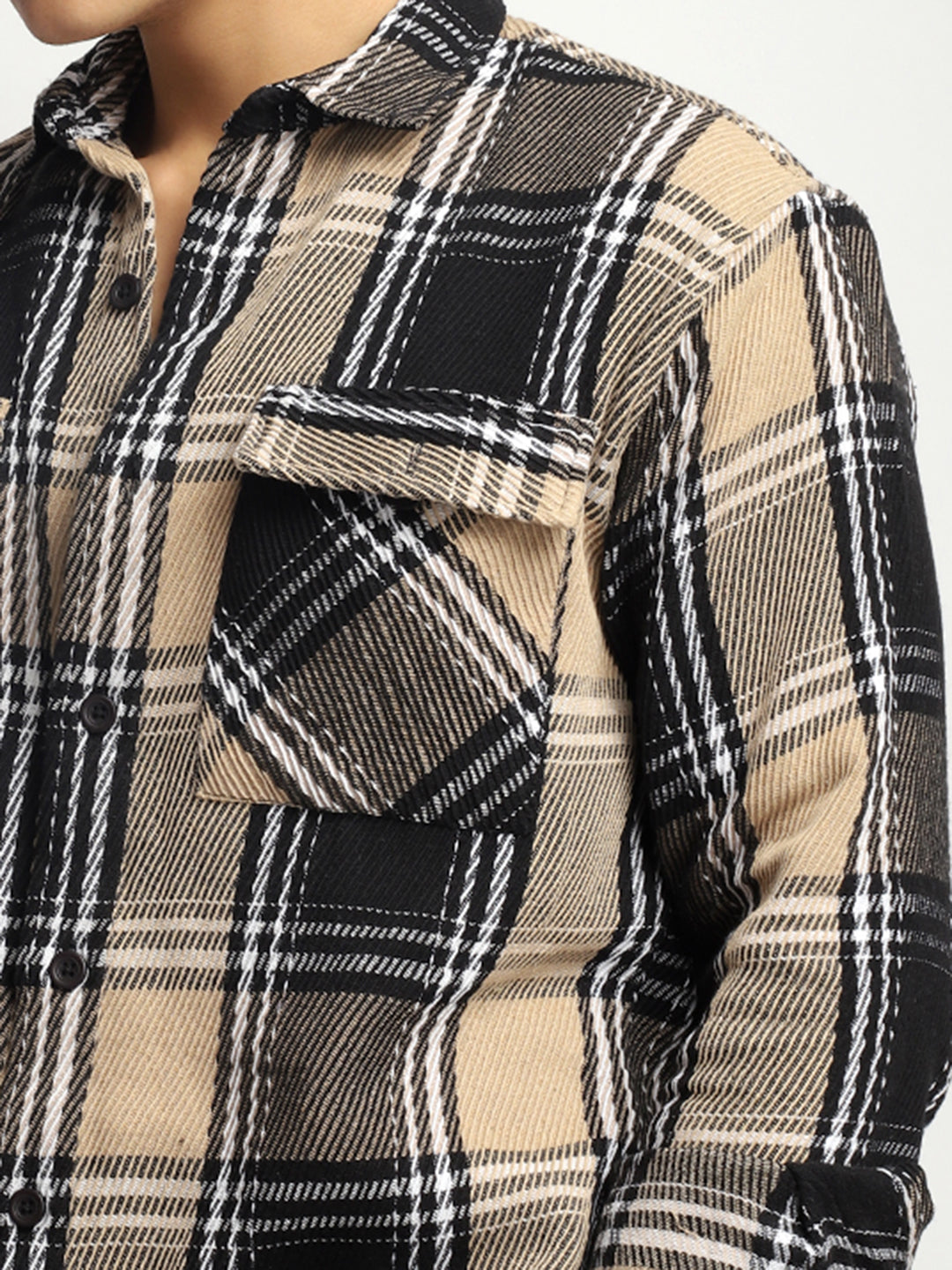 Cavendish Check Beige Black Full Sleeve Shirt