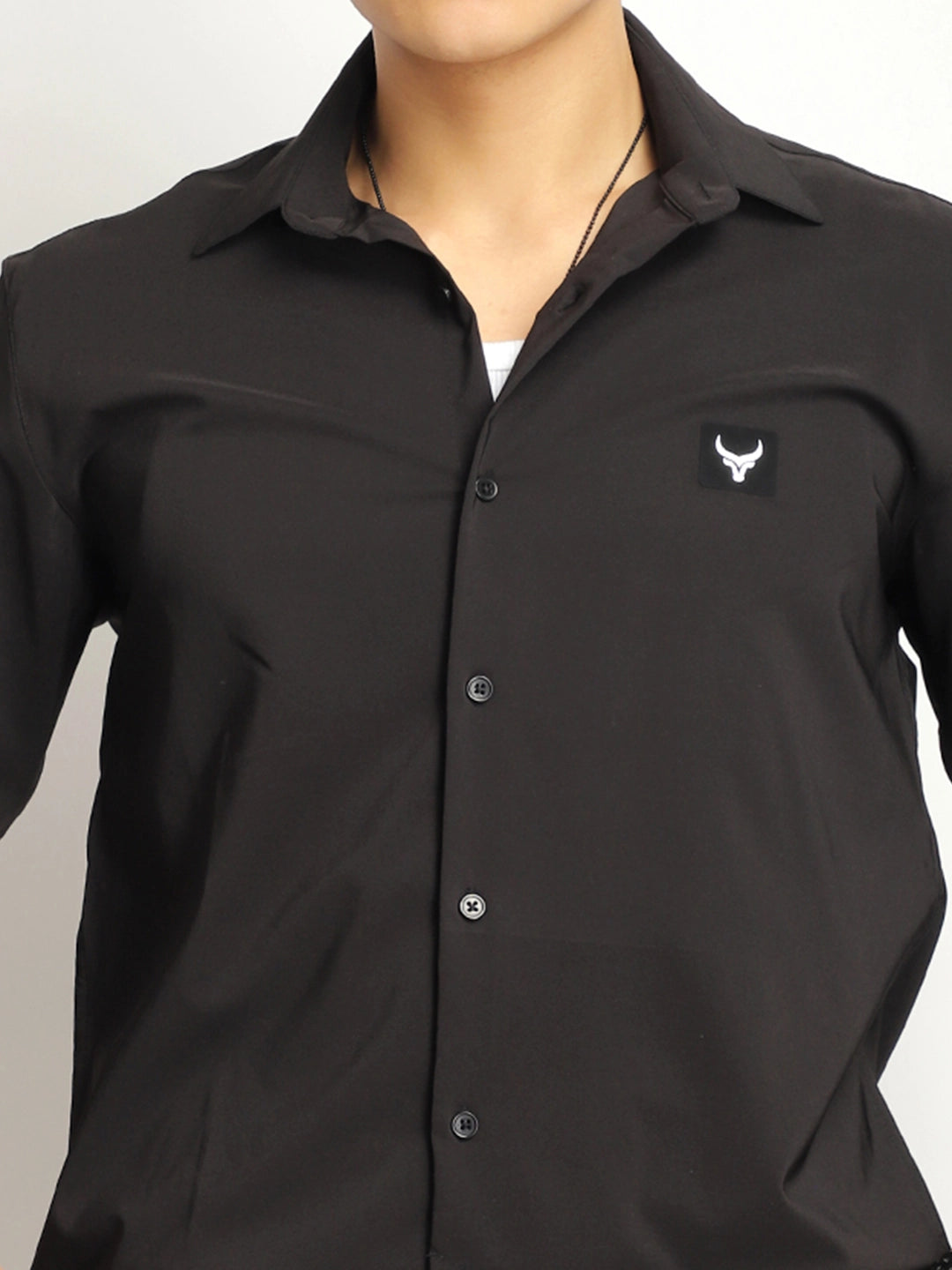 Andrey Stretchable Black Full Sleeve Shirt