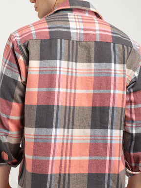 Grosvenor Palade Check Pink Full Sleeve Shirt