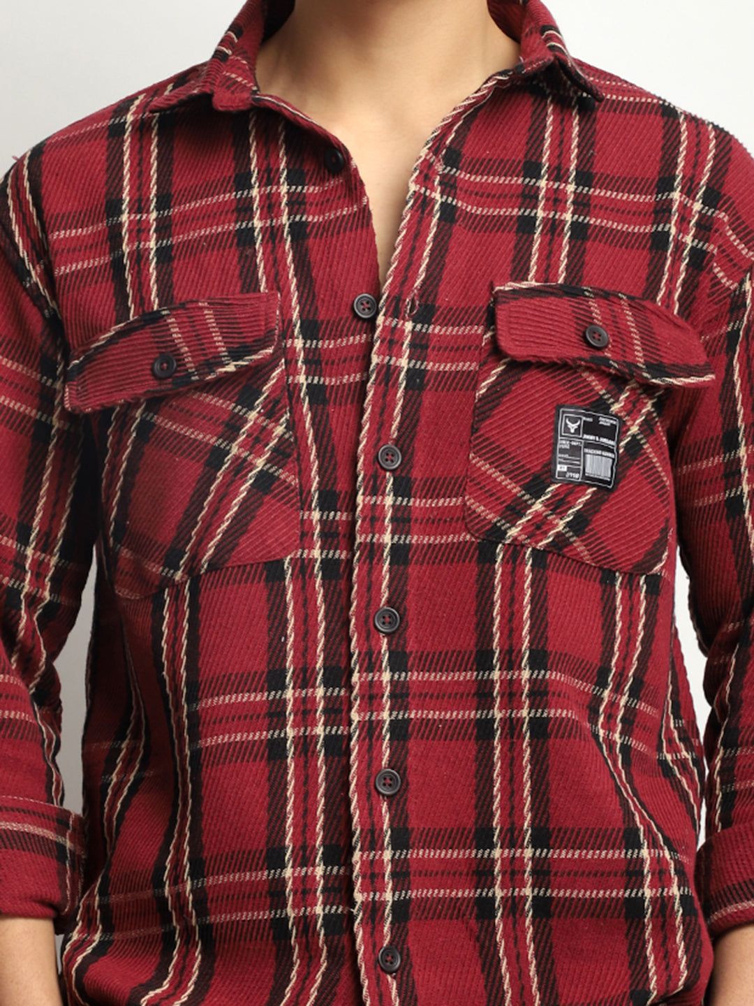 Urban Check Wine Full Sleeve Shirt