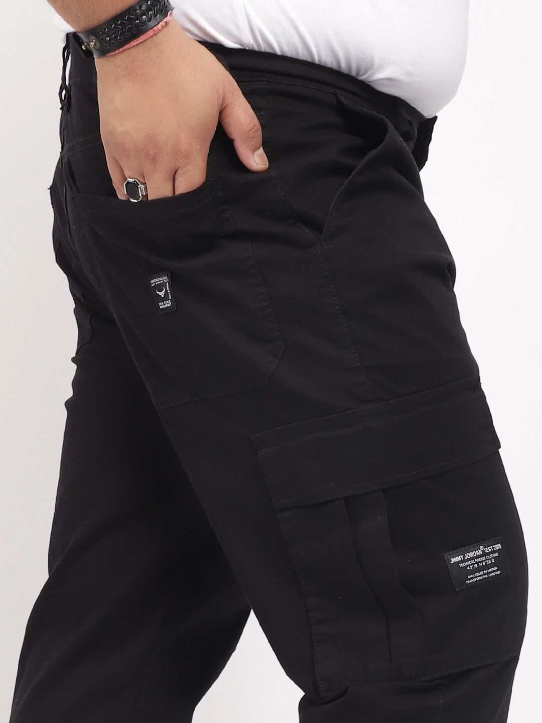 Black Cotton Cargo Men