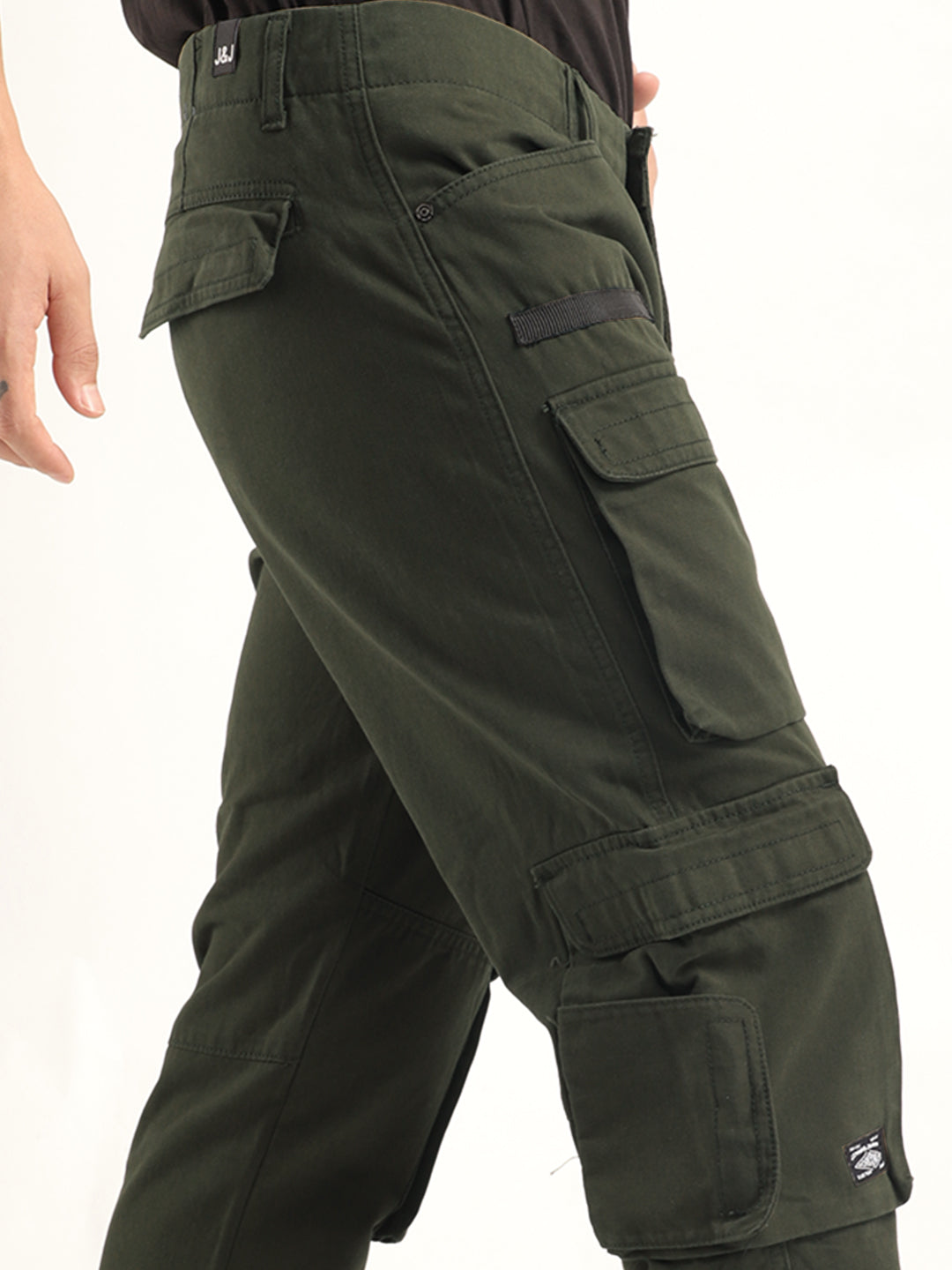 Crime Olive Green Multi Pocket Cargo