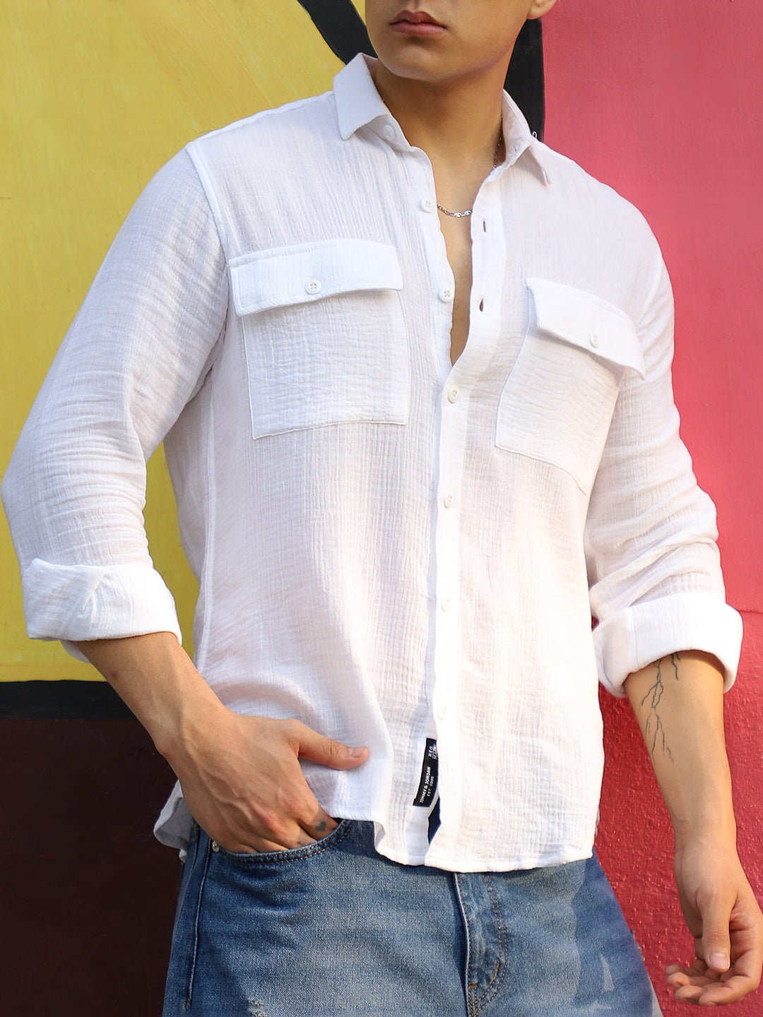 Vero Vibe Lucas Double Clothe White Shirt