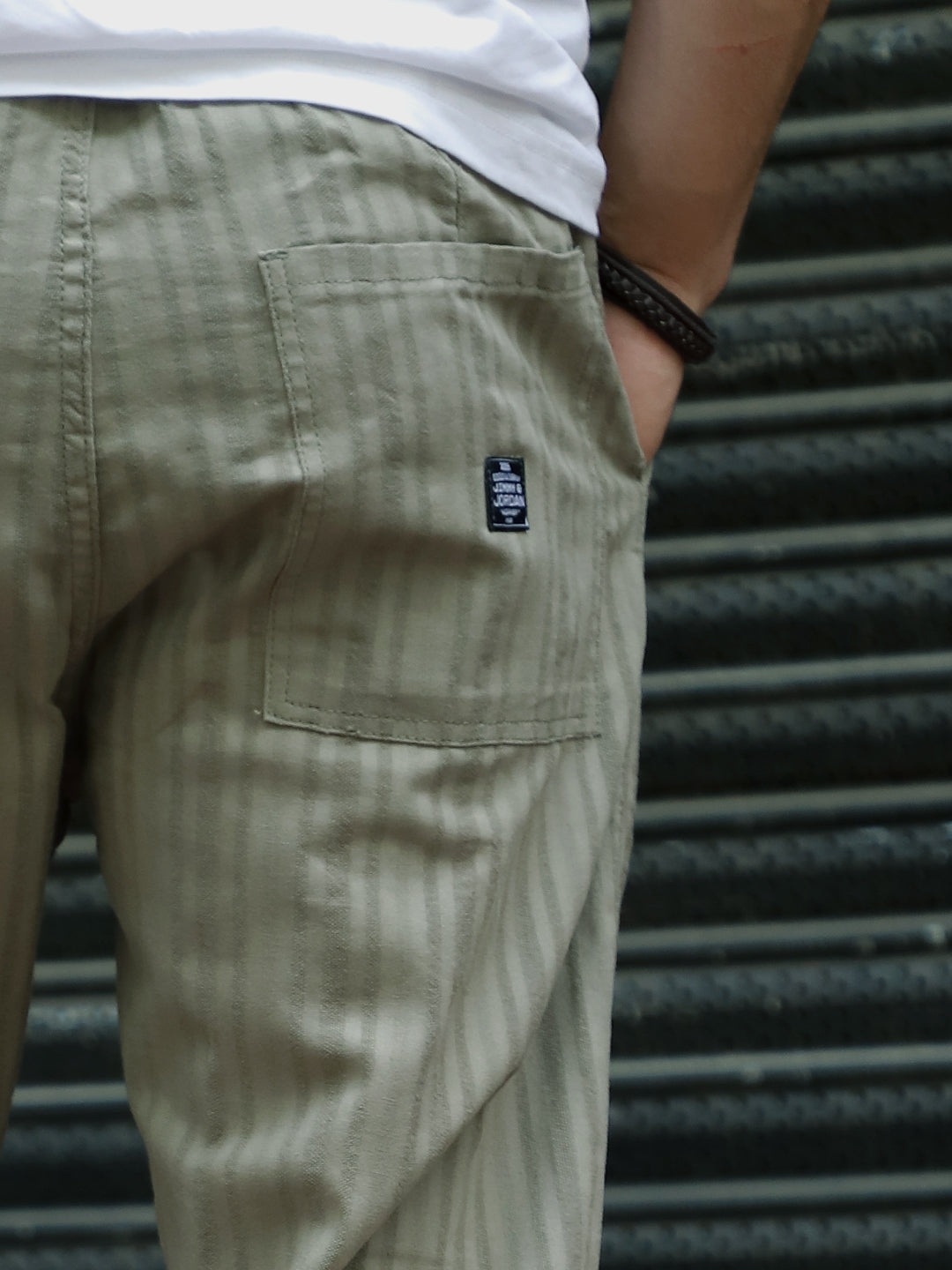 Gladiator Moss Green Baggy Fit Linen Trouser