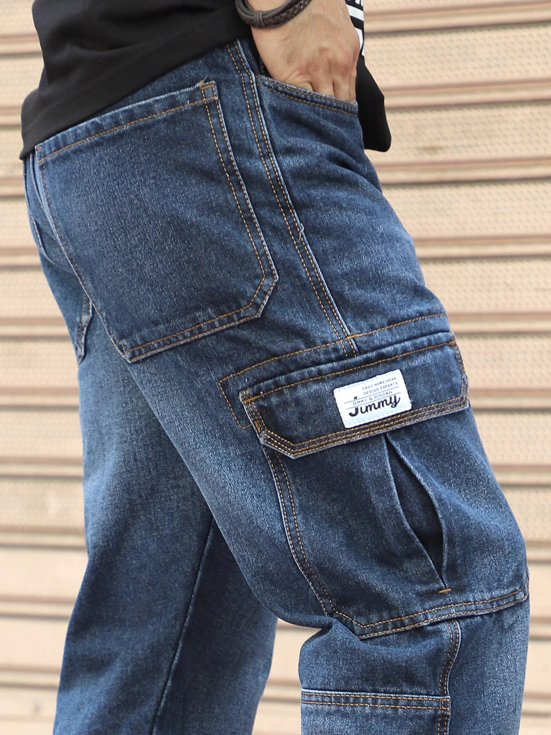 Midnight Dark Blue Denim Cargo